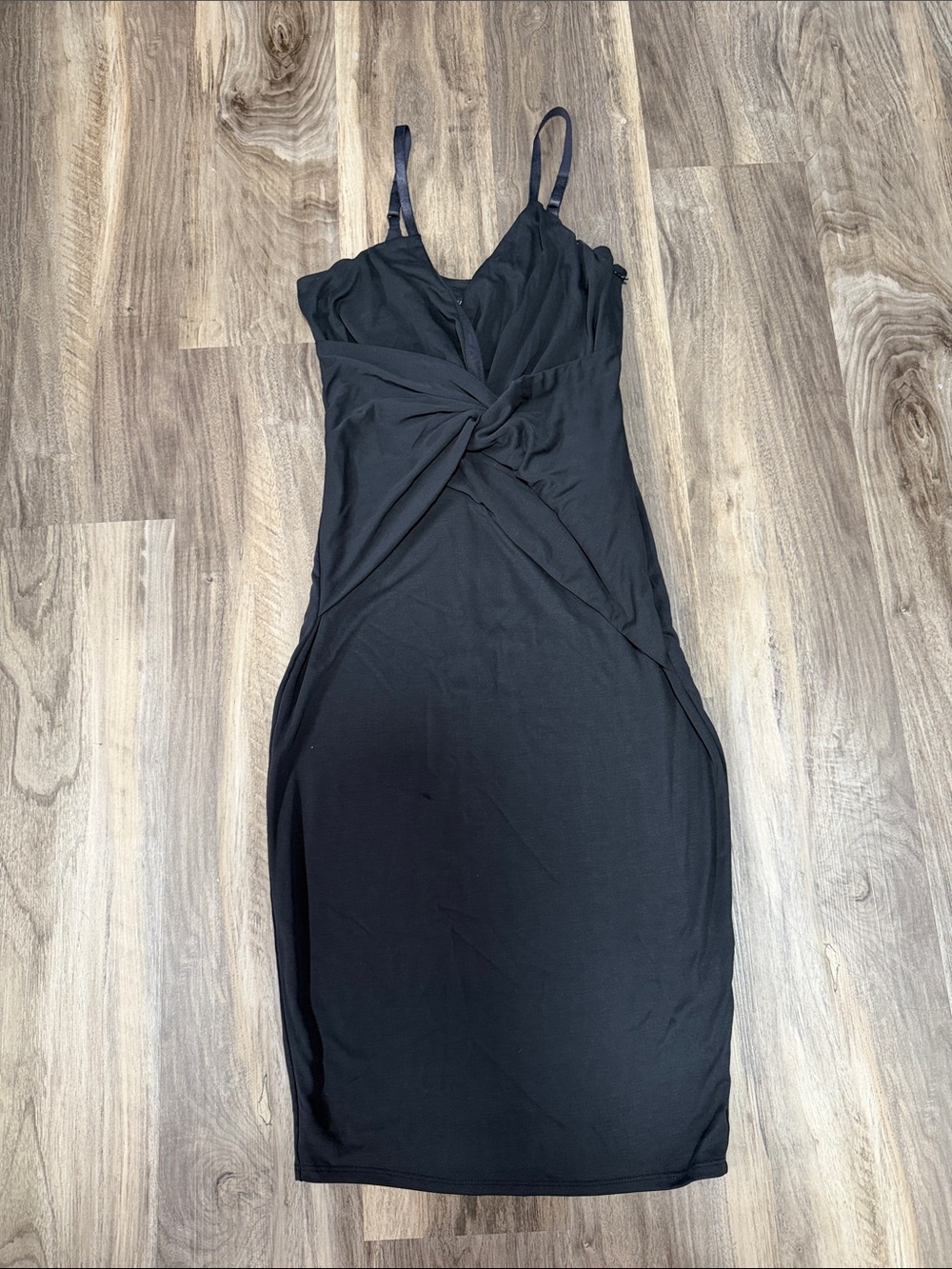 Marciano Dark Gray Twist-Front Midi Slip Dress